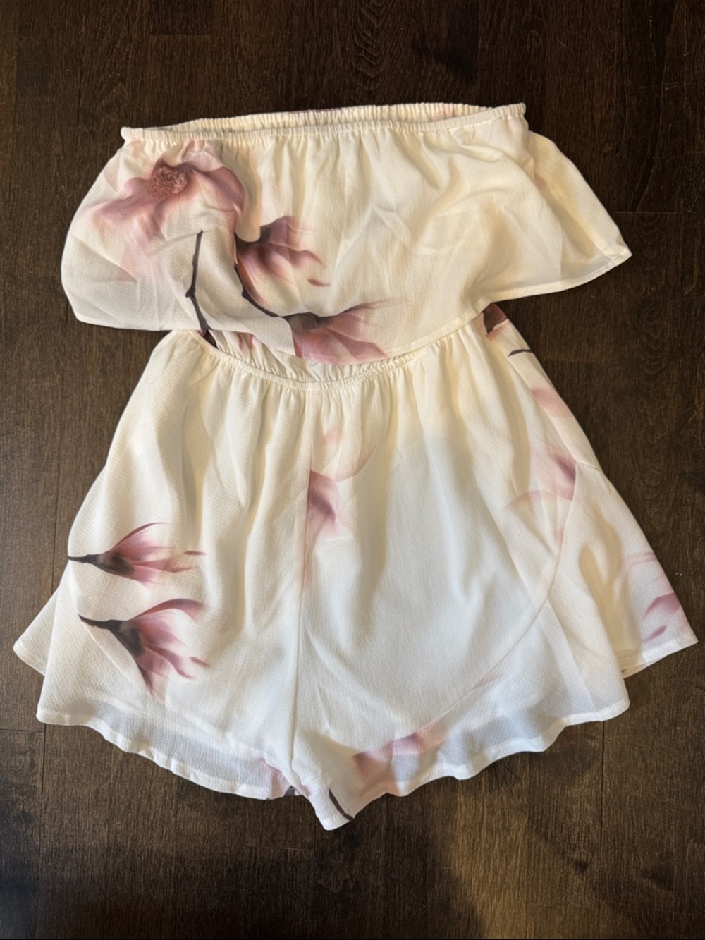 Showpo Ivory Romper with Pink Floral Print
